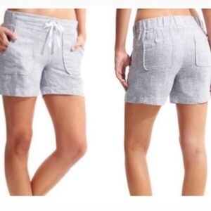 Athleta Linen-Blend Drawstring Striped Shorts